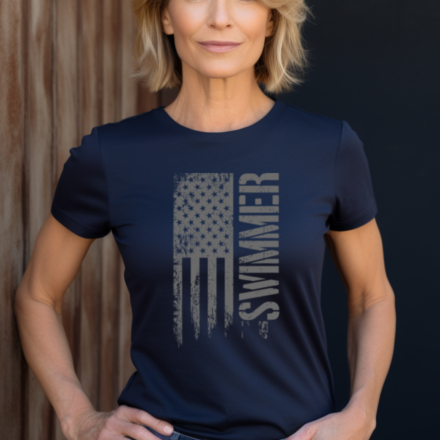 American Flag Swimmer Women's Tee